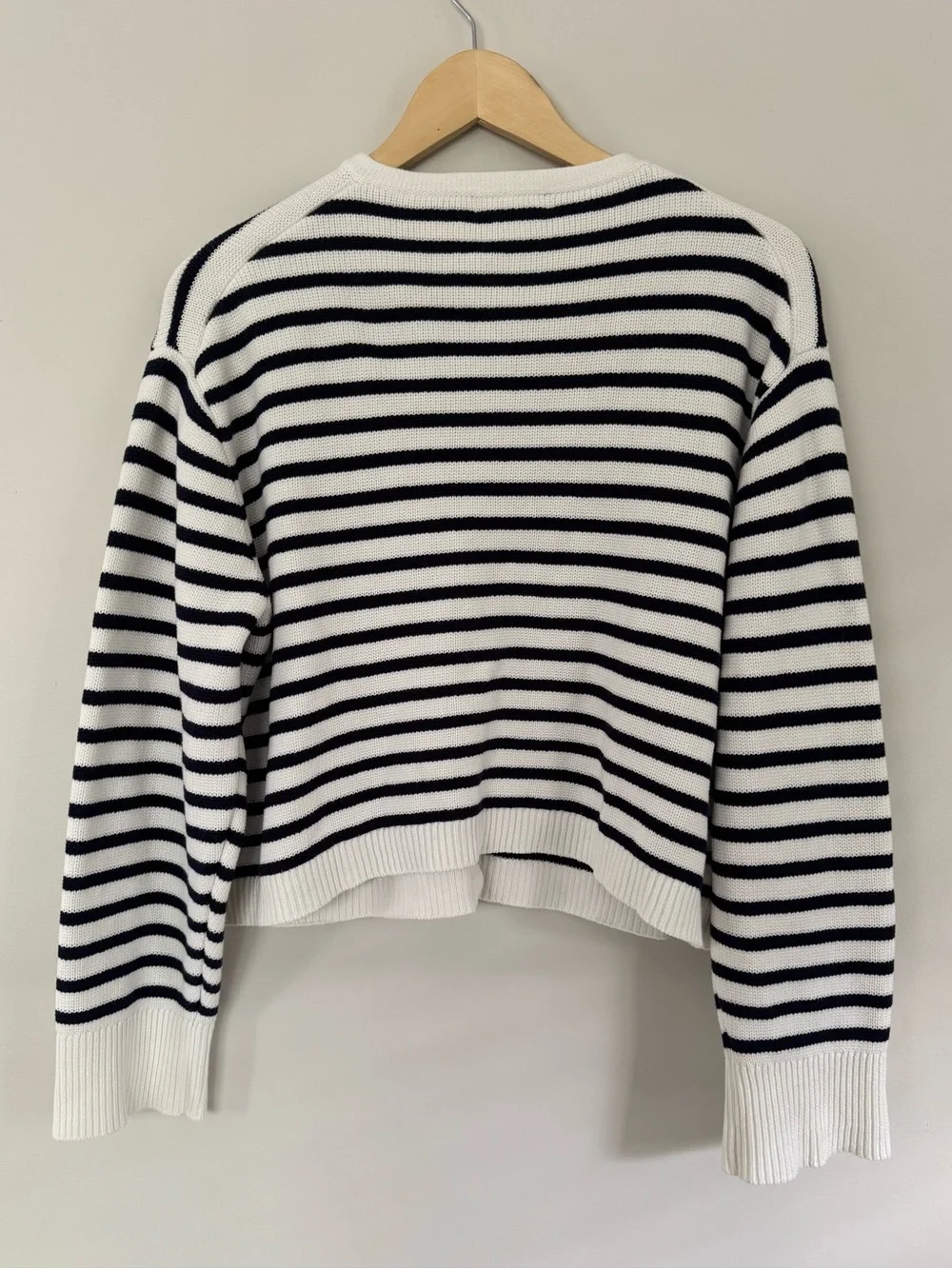 J. Crew Relaxed Emilie Sweater Lady Jacket Blue Stripe Size Large Preppy